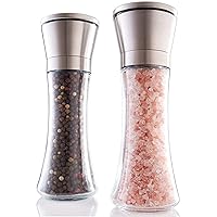 Gorgeous Salt And Pepper Grinder Set - Refillable Stainless Steel Combo Shakers With Adjustable Coarse Mills - Enjoy Your Favorite Spices, Fresh Ground Pepper, Himalayan Or Sea Salts