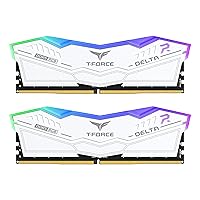 TEAMGROUP T-Force Delta RGB DDR5 Ram 48GB (2x24GB) 8200MHz PC5-65600 CL38 M-DIE Desktop Memory Module Ram for 600 700 Series Chipset XMP 3.0 Ready White FF4D548G8200HC38EDC01