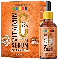 Organix Mantra Vitamin C Serum 25% for Face with Hyaluronic Acid, Ferulic Acid, Vitamin E, B3, Jojoba Oil, Aloe Vera and Grapefruit Extract, 30ml