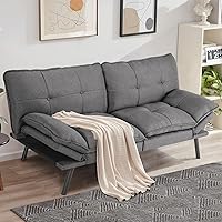 Sweetcrispy Sofa Couch - Futon Sofa Bed, Full Size Futon, Sofa Sleeper, Modern Convertible Lazy Futon for Living Room, Small Space, Apartment Office, Grey