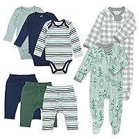HonestBaby Multipack Gift Sets Mix Match Outfits 100% Organic Cotton for Newborn Infant Baby Boys, Girls, Unisex (LEGACY)