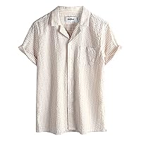 VATPAVE Boys Button Down Shirt Short Sleeve Casual Hawaiian Shirt Cuban Collar Summer Shirts with Pocket