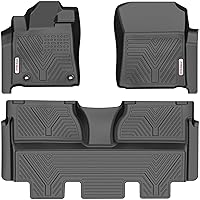 YITAMOTOR Floor Mats Compatible with 2014-2021 Toyota Tundra CrewMax Cab (with Coverage Under 2nd Row Seat), Custom Fit Black TPE Floor Liners, 1st & 2nd Row All-Weather Protection