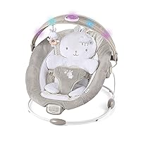 InLighten Baby Bouncer Infant Seat with Light Up -Toy Bar, Vibrations, Tummy Time Pillow & Sounds, 0-6 Months Up to 20 lbs (Twinkle Tails Bunny)
