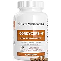 Real Mushrooms Cordyceps Capsules - Performance Mushroom Extract Supplement with Organic Militaris for Energy & Immune Support Vegan Supplement, Non-GMO, 120 Caps