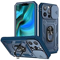 LOFIRY- Case for iPhone 15Pro Max/15 Pro/15 Plus/15 Case with Camera Lens Cover Card Slot Ring Kickstand Fit Car Mount Blue (15 Pro 6.1'',Blue)
