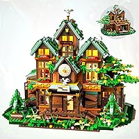 Time House Cabin Building Set with LED Light, 2198 PCS Wood Cabin Mini Ideas Creative Architecture Building Block, Birthday Gift for Adults Ages 8-12+ Years（Not Compatible with Lego Set ）