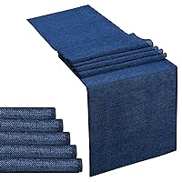 LuoluoHouse Navy Blue Burlap Table Runner Roll Farmhouse Table Runners 6 Packs 13x84 inch Jute Table Linens for Rustic Wedding Spring Table Decoration