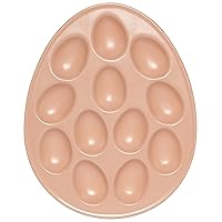 Now Designs Deviled Egg Tray, Pink - Holds Dozen Eggs | Stoneware