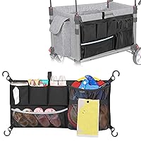 Stroller Wagon Cargo Net, Wagon Accessories Organizer Compatible with WONDERFOLD W-Series Models, Large Capacity Mesh Cargo Storage Bag with Sorting Pockets Compatible with Keenz Wagon, Black