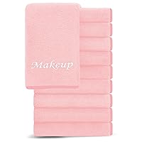 10 Pack Makeup Remover Wash Cloths - Soft Microfiber Fingertip Facial Cleansing Cloths for Hand and Make Up, 12 x 12 in, Pink