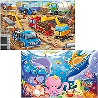Jumbo Floor Puzzle for Kids Construction Site Underwater Jigsaw Large Puzzles 48 Piece Ages 3-6 for Toddler Children Learning Preschool Educational Intellectual Development Toys 4-8 Years Old Gift