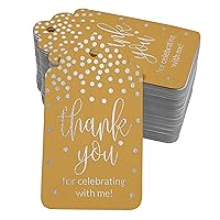 Silver Foil Paper Hang Tags Thank You for Celebrating with Me Birthday Favor Tags 50 Pieces