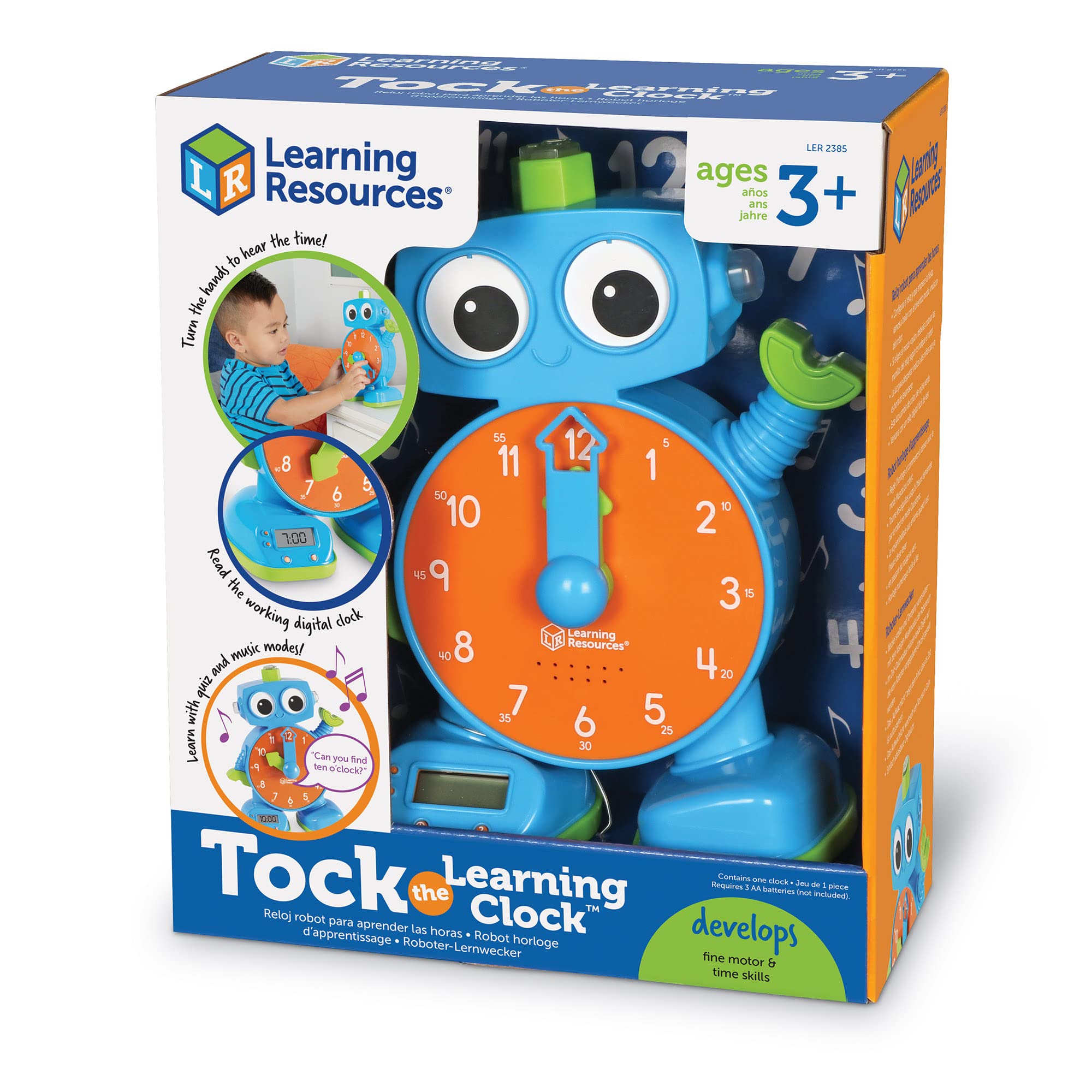 Learning Resources Tock The Learning Clock - 1 Piece, Ages 3+ Educational Talking & Teaching Clock, Toy Clock for Toddlers, Educational Toys for Kids