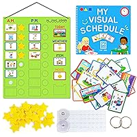 Visual Schedule for Kids Chore Chart, Schedule Board Morning Bedtime Routine Chart for Toddlers,Autism Learning Materials Daily Routine Chart Planner for Kids Includes 96 Activity Cards