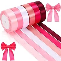 6 Rolls 144 Yards Satin Ribbon 1 Inch Double Side Satin Ribbon for Wedding Baby Shower Bridal Mother's Day Decorations for Handmade Bows and Gift Wrapping Crafts (Pink Assorted)