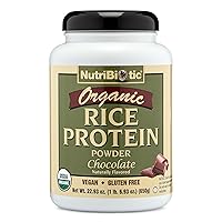 NutriBiotic Certified Organic Rice Protein Chocolate, 22.9 Oz | Low Carbohydrate Vegan Protein Powder | Raw, Certified Kosher & Keto Friendly | Made Without Chemicals, GMOs & Gluten | Easy to Digest