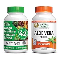 Botanic Choice Mega Fruits and Veggies Blend (60 Capsules) + Aloe Vera (180 Capsules) Bundle - Energy Balance & Superfood Supplement + Digestive Health Support