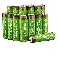 Amazon Basics 16-Pack Rechargeable AA NiMH High-Capacity Batteries, 2400 mAh, Recharge up to 400x Times, Pre-Charged