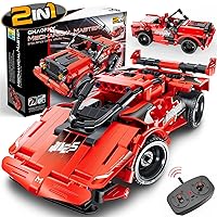 STEM Toy Building Toys Gifts for Age 5, 6, 7, 8, 9, 10, 11, 12 Years Old Kids Boys Girls, 2 in 1 Remote Control Racing Car Building Blocks, 351 Pcs DIY Building Kits, Engineering Construction Toy