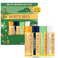 Holiday Gift, 4 Lip Balms Stocking Stuffer, Assorted Mix Set, Classic Beeswax, Vanilla, Cucumber Mint & Coconut And Pear