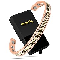 MagnetRX® Women's Copper Bracelet – Effective 99.9% Pure Copper Magnetic Therapy Bracelets for Women – Adjustable Womens Copper Cuff Bracelet Bangle (Twisted Inlay)