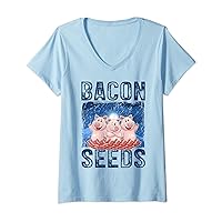 Womens Bacon Seeds, Cute Pig For Men Women, Farm Animals V-Neck T-Shirt