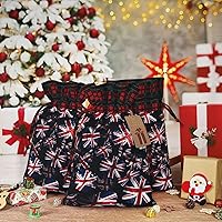 VducK Large Christmas Gift Bags for Presents British flag Christmas Gift Bags Christmas Gift Wrap Reusable Christmas Bags for Gifts