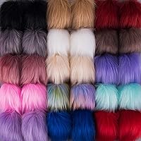 SIQUK 30 Pieces Faux Fox Fur Pom Pom with Elastic Loop Fluffy DIY Knitting Hat Pom Pom Faux Fur Pom Pom for Hats Beanies Scarves Gloves Keychains Bags Accessories (15 Colors, 2 Pcs/Color)