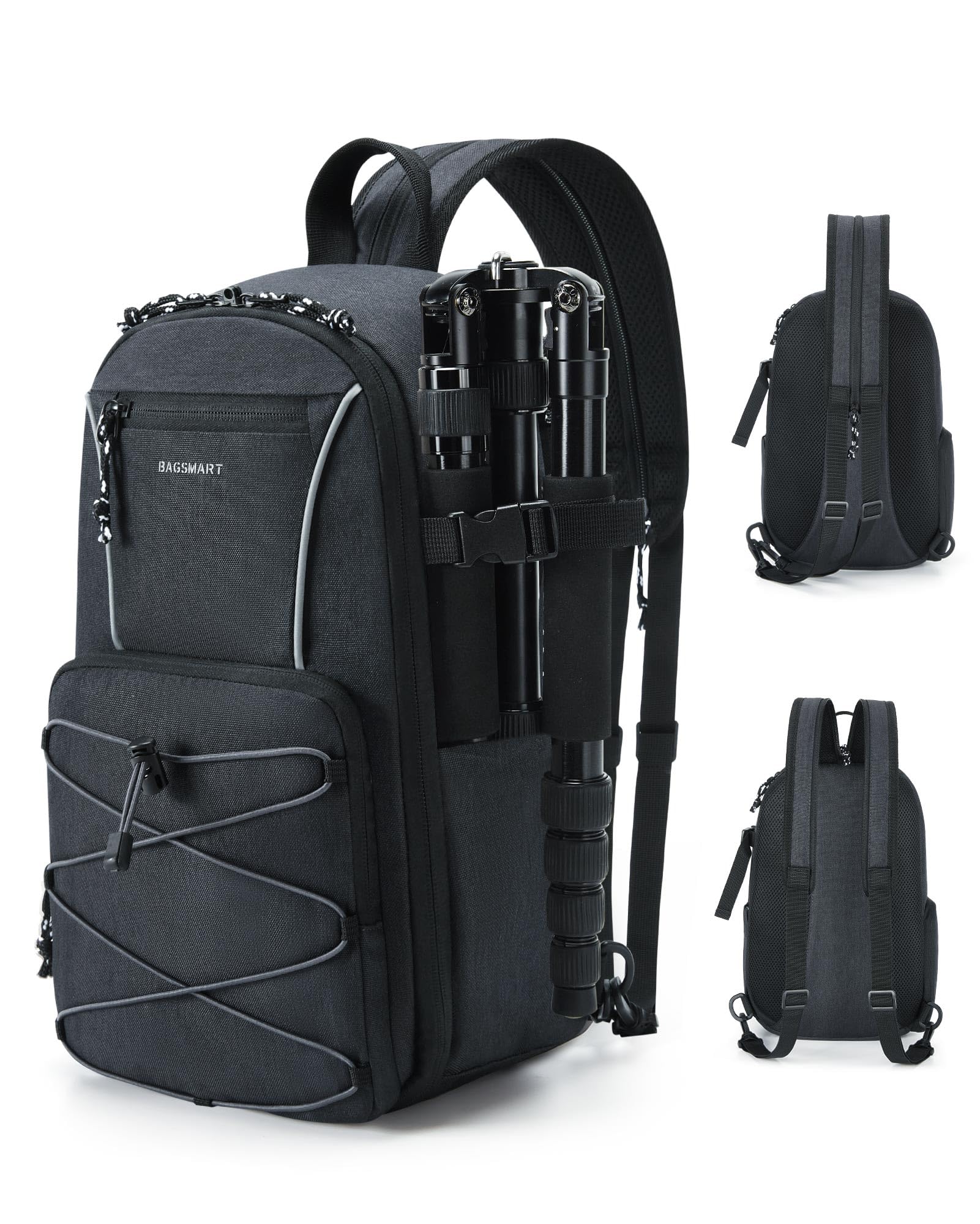 BAGSMART Camera Sling Bag, DSLR/SLR/Mirrorless Camera Bag Backpack, Small Camera Bags for Photographers With Tripod Holder & laptop compartment, Black