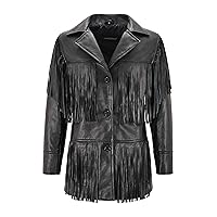 Women Western Fringes Leather Jacket Black Classic Fringe Real Napa Jacket 5937 (16)