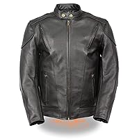 Milwaukee Leather LKM1900 Boy's Black Leather Side Lace Vented Moto Jacket
