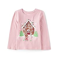 The Children's Place Baby Girls' and Toddler Long Sleeve Christmas Graphic T-Shirt