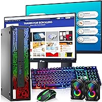 HP RGB Desktop PC – Intel Core i5 6th Gen | 16GB DDR4 Ram | 1TB SSD | Dual 22 Inch Monitors | Gaming Keyboard & Mouse | Computer with Built-in WiFi & Bluetooth | Windows 10 Pro (Renewed)