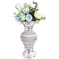 Large Ceramic Vase Inlaid with Rhinestones,Vintage Silver Flower Vase for Home Decor, Decorative Flower Vase for Living Room,Bedroom,Table Centerpiece,Kitchen,Luxury Flower Vase Gift,30cm