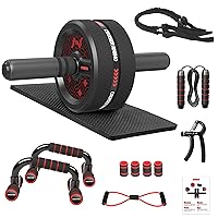 Ab Workout Equipment Kit Abs Wheel Roller With Push Up Bars Resistance Bands Jump Rope Knee Pad Exercise ABS Small Perfect Home Gym Fitness for Men Women Cruiser Rhino
