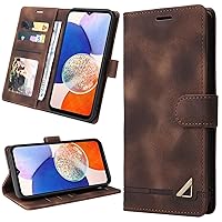 XYX Wallet Case for Xiaomi Redmi Note 11s, Triangle Pattern Pu Leather Folio Flip Case with Kickstand Card Slots, Brown