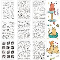 GLOBLELAND 9 Sheets Mixed Theme Silicone Clear Stamps Seal for Card Making Decor and DIY Scrapbooking(Cat Rabbit Bear Mother's Day Easter Plant Lucky Cat Turtle Birthday)