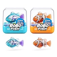 Robo Fish Robotic Swimming Fish (Teal + Orange) by ZURU Water Activated, Changes Color, Comes with Batteries, Amazon Exclusive (2 Pack) Series 3