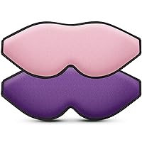 Sleep Mask (Pink) + Eye Mask Sleeping (Purple) for Women Men Side Sleeper, Light Blocking 3D Contoured Cup Sleeping Mask