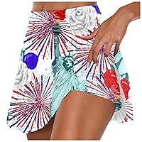 Independence Day Skirt for Women Baseball Mom Sports USA Flag 4Th of July USA Mini Skirt Girls Skort Athletic Skirts