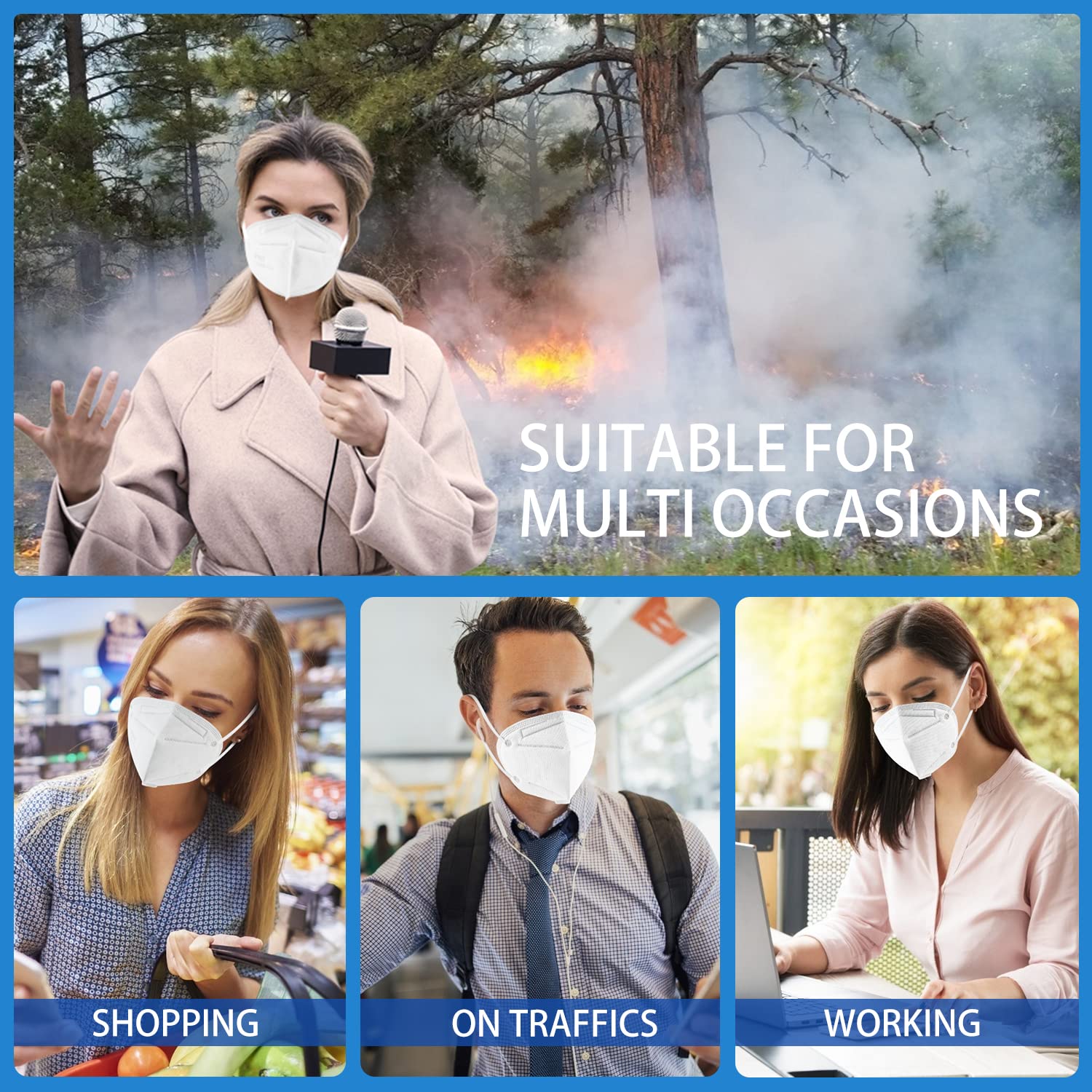 Hotodeal KN95 Face Mask 20 PCS,5 Layers Cup Dust Mask Against PM2.5 from Fire Smoke, Dust, for Men, Women, Essential Workers(White)
