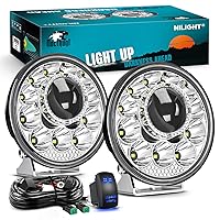 LED Light Pods 5.75 Inch 12LED Round LED Offroad Driving Lights 2PCS night vision Super Bright Spotlights w/16AWG Rocker Switch Wiring Harness Kit for Truck ATV UTV, 2 Years Warranty