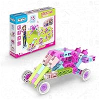 Engino STEM Girls Construction Building Designer 15 Model Toy Set. Educational Gift for Ages 6-12. Learn Engineering and Create 3D Models.