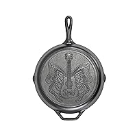 Lodge 12 Inch Dolly Parton Pre-Seasoned Cast Iron Stamped Skillet - Signature Teardrop Handle - Use in the Oven, on the Stove, on the Grill, or Over a Campfire, Black