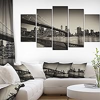 Famous Landmark of Brooklyn Bridge-Cityscape Canvas print-60x32 5 Piece-PT10082-373, 60 x 32 in-5 Panels Diamond Shape