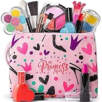 Kids Makeup Kit for Girls, Soft to skin, Easy to wash, 23 Pc Princess Makeup Set Toys Girls & Kids, Carrying Cosmetic Purse for Easy Storage