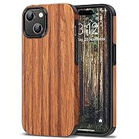 TENDLIN Compatible with iPhone 15 Case Wood Grain Outside Design TPU Hybrid Case (Red Sandalwood)