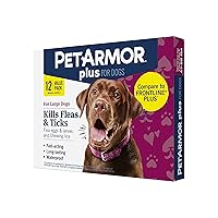PetArmor Plus Flea and Tick Prevention for Dogs, Dog Flea and Tick Treatment, Waterproof Topical, Fast Acting, Large Dogs (45-88 lbs), 12 Doses