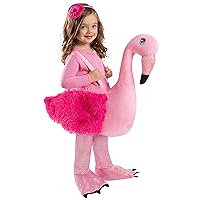 Spirit Halloween Toddler Faux Fur Flamingo Ride-Along Costume | Adjustable | Baby Costumes | Ride-Along Costumes